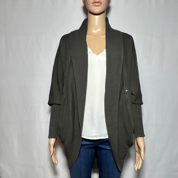 Wilfred Diderot Open-Front Cocoon Cardigan Dark Grey Size Small - Picture 2 of 9